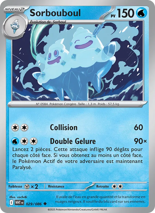 Carte Pokémon Sorbouboul 029/86 de l'extension Flamme Blanche