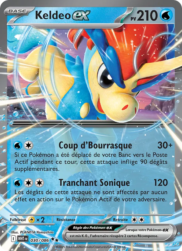 Carte Pokémon Keldeo-ex 030/86 de l'extension Flamme Blanche