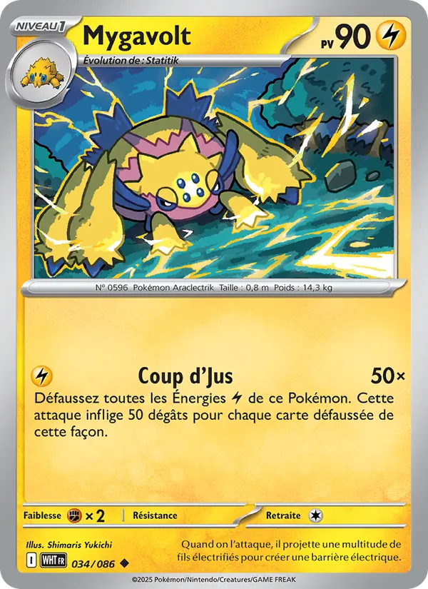 Carte Pokémon Mygavolt 034/86 de l'extension Flamme Blanche