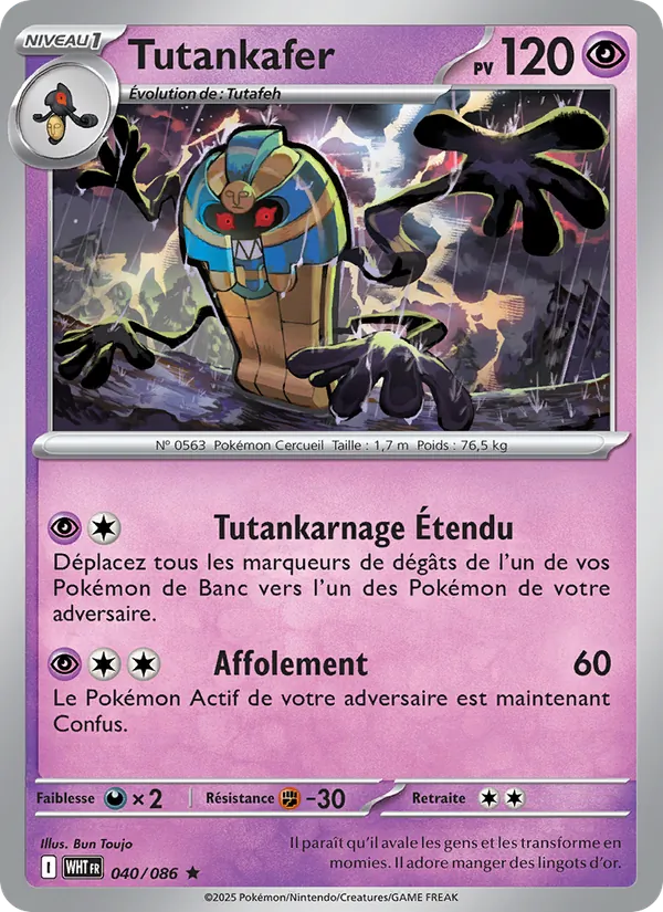 Carte Pokémon Tutankafer 040/86 de l'extension Flamme Blanche