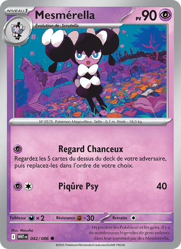 Carte Pokémon Mesmérella 042/86 de l'extension Flamme Blanche