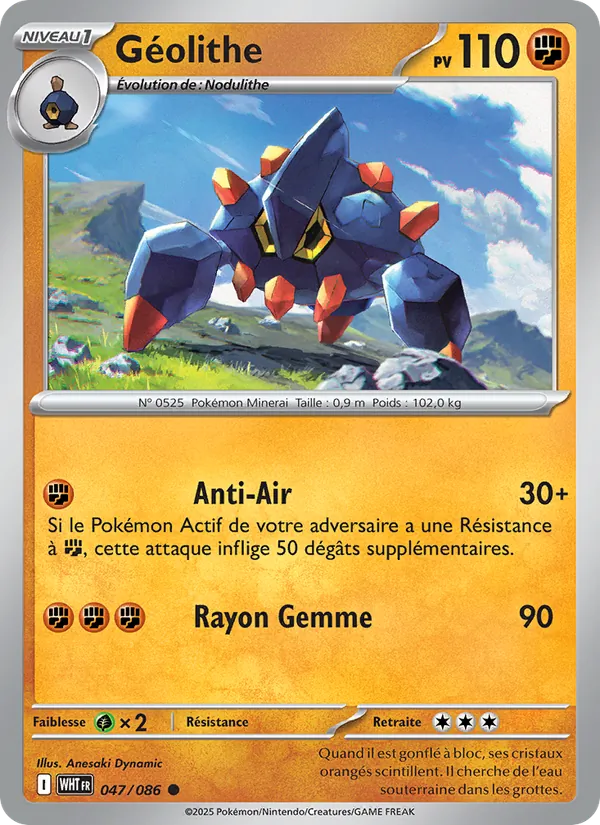 Carte Pokémon Géolithe 047/86 de l'extension Flamme Blanche