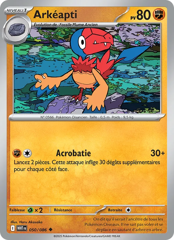 Carte Pokémon Arkéapti 050/86 de l'extension Flamme Blanche