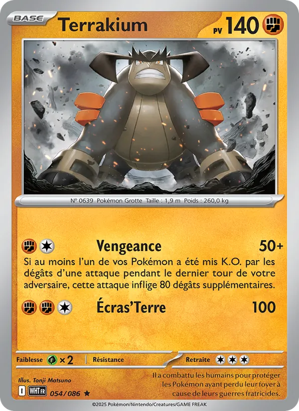 Carte Pokémon Terrakium 054/86 de l'extension Flamme Blanche