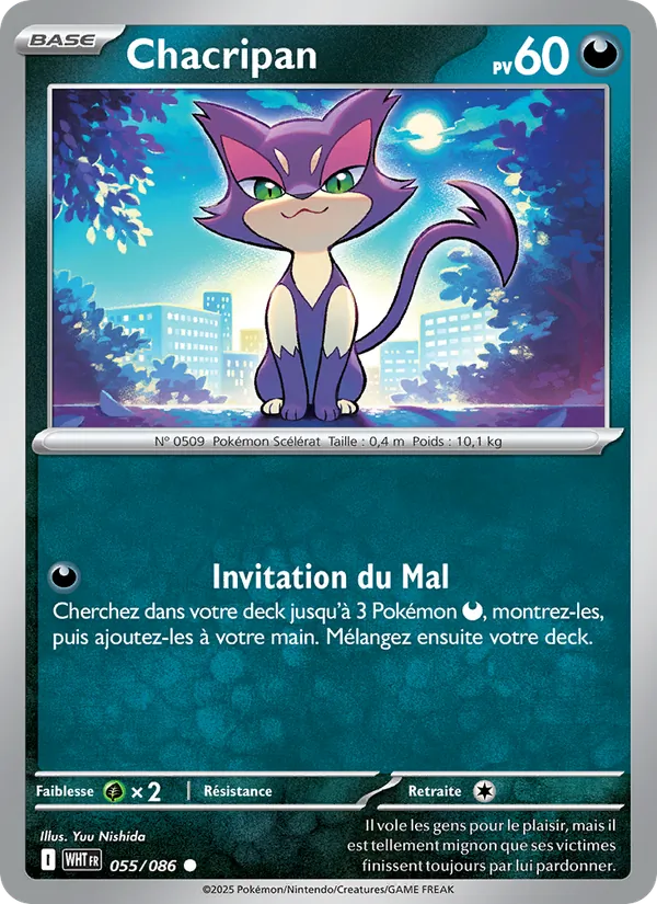 Carte Pokémon Chacripan 055/86 de l'extension Flamme Blanche