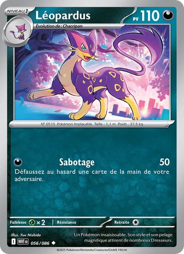 Carte Pokémon Léopardus 056/86 de l'extension Flamme Blanche