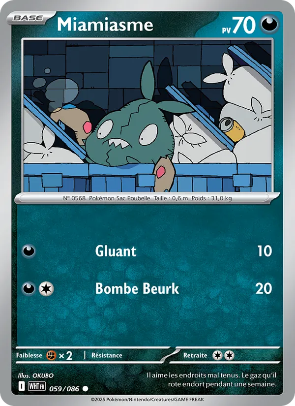 Carte Pokémon Miamiasme 059/86 de l'extension Flamme Blanche