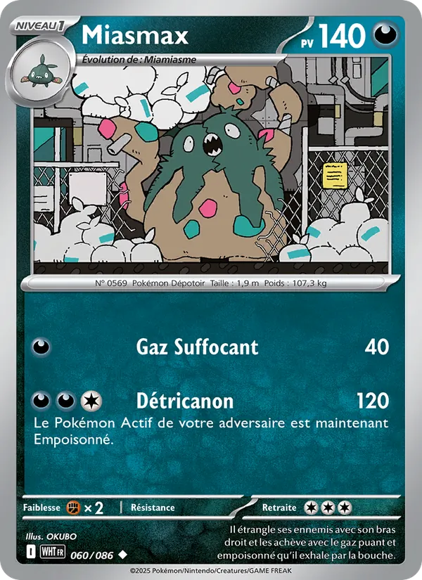 Carte Pokémon Miasmax 060/86 de l'extension Flamme Blanche