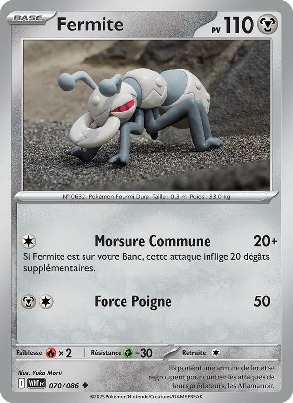Carte Pokémon Fermite 070/86 de l'extension Flamme Blanche