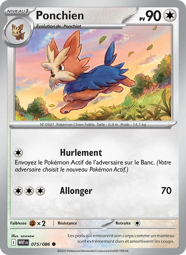 Carte Pokémon Ponchien 075/86 de l'extension Flamme Blanche