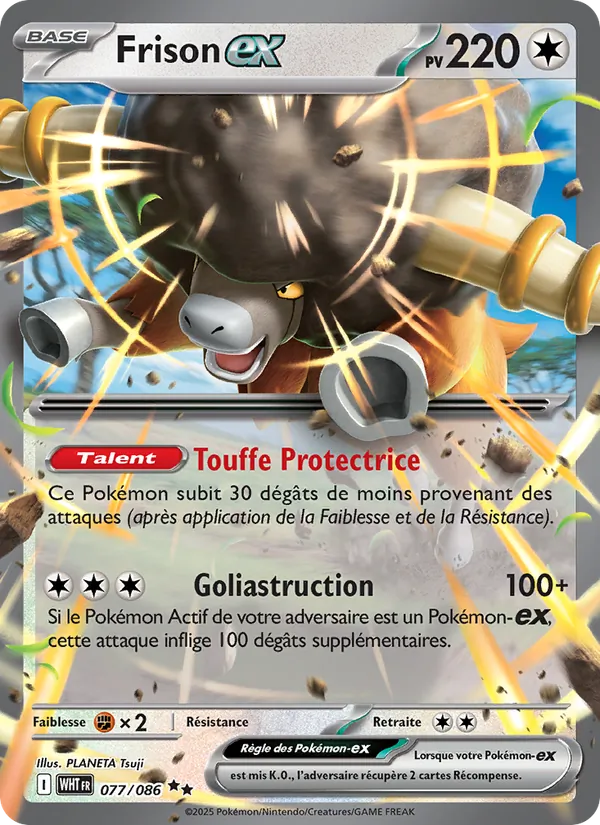 Carte Pokémon Frison-ex 077/86 de l'extension Flamme Blanche