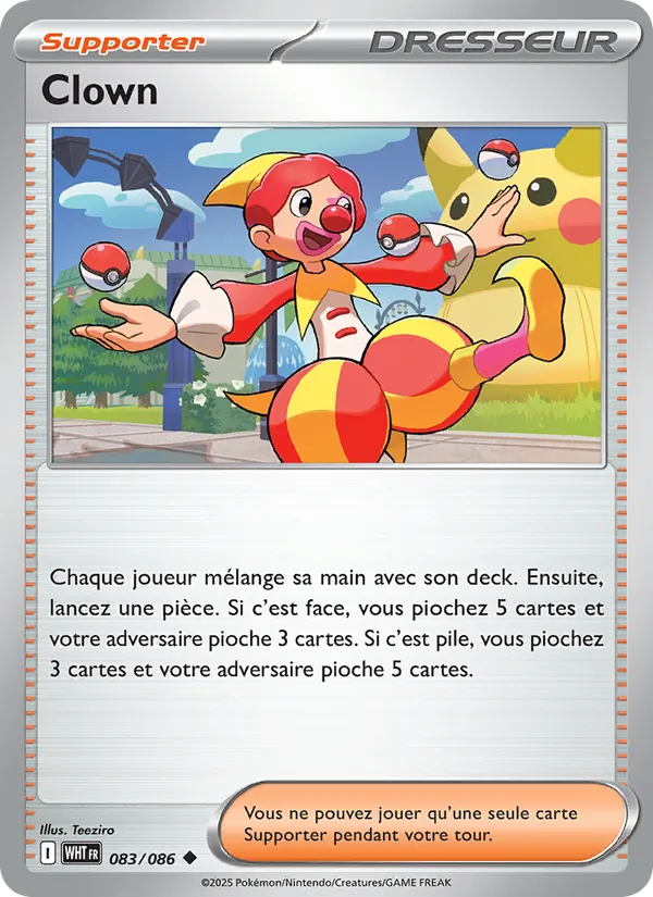 Carte Pokémon Clown 083/86 de l'extension Flamme Blanche