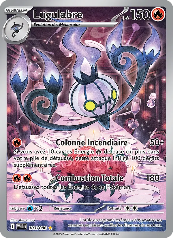 Carte Pokémon Lugulabre 103/86 de l'extension Flamme Blanche
