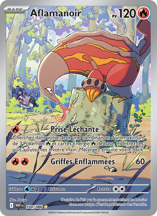 Carte Pokémon Aflamanoir 104/86 de l'extension Flamme Blanche