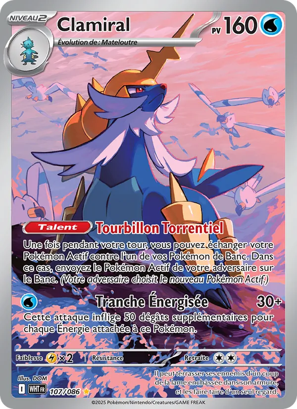 Carte Pokémon Clamiral 107/86 de l'extension Flamme Blanche