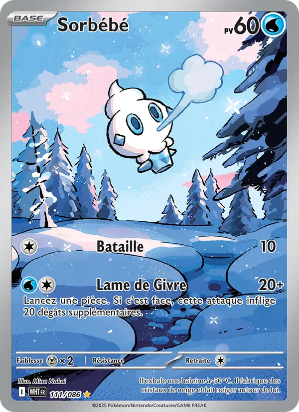 Carte Pokémon Sorbébé 111/86 de l'extension Flamme Blanche