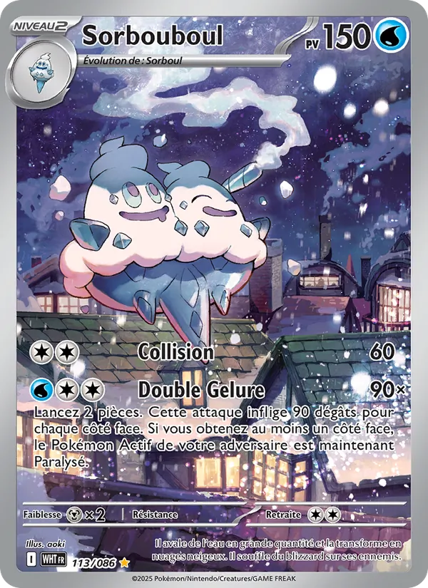 Carte Pokémon Sorbouboul 113/86 de l'extension Flamme Blanche