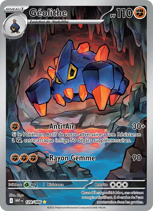Carte Pokémon Géolithe 128/86 de l'extension Flamme Blanche