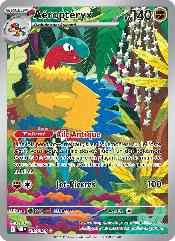 Carte Pokémon Aéroptéryx 132/86 de l'extension Flamme Blanche