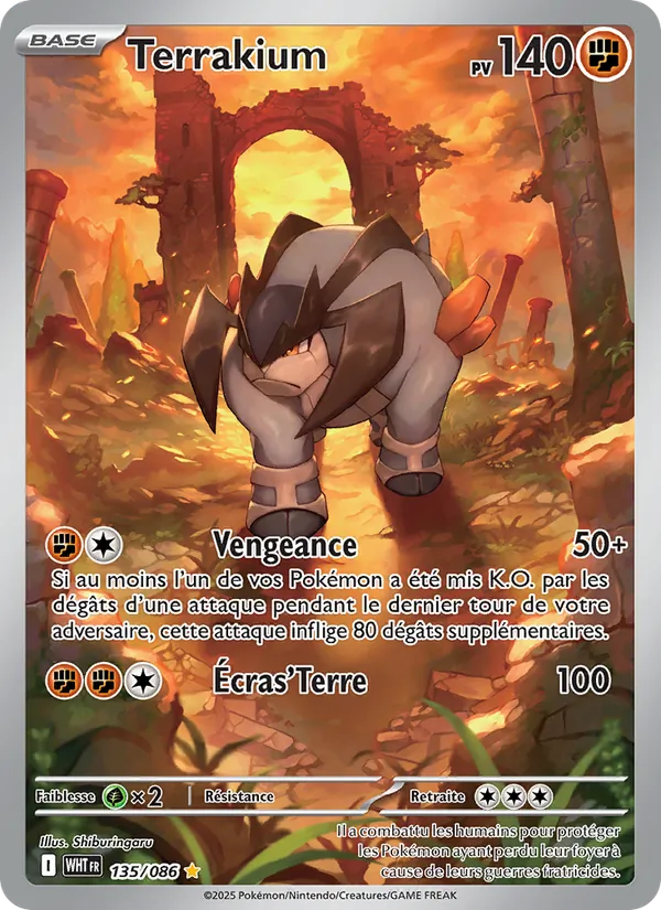 Carte Pokémon Terrakium 135/86 de l'extension Flamme Blanche
