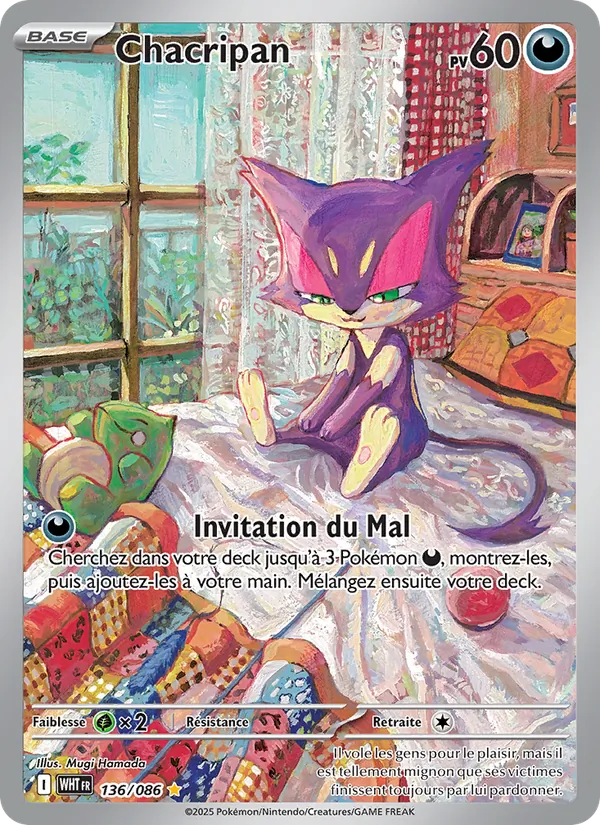 Carte Pokémon Chacripan 136/86 de l'extension Flamme Blanche