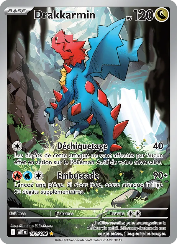 Carte Pokémon Drakkarmin 151/86 de l'extension Flamme Blanche
