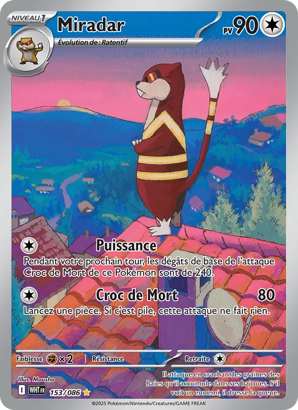 Carte Pokémon Miradar 153/86 de l'extension Flamme Blanche