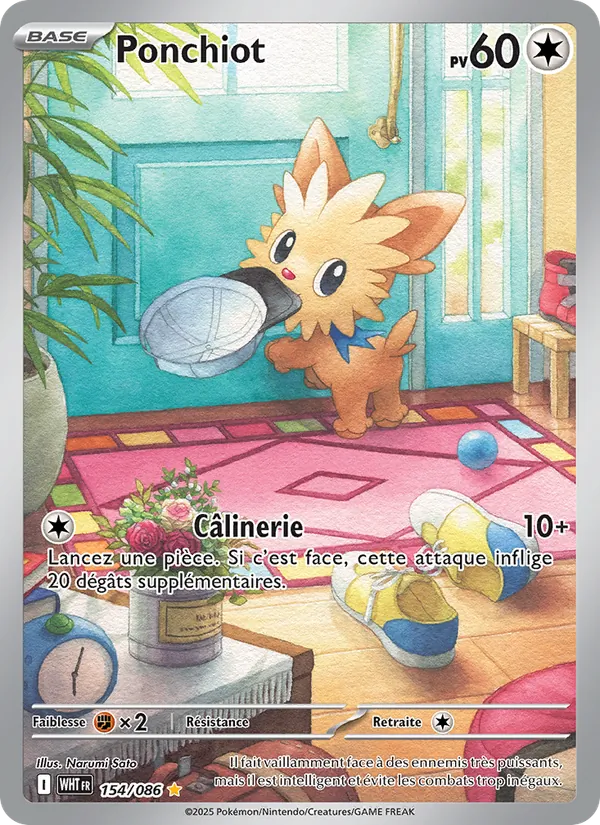 Carte Pokémon Ponchiot 154/86 de l'extension Flamme Blanche