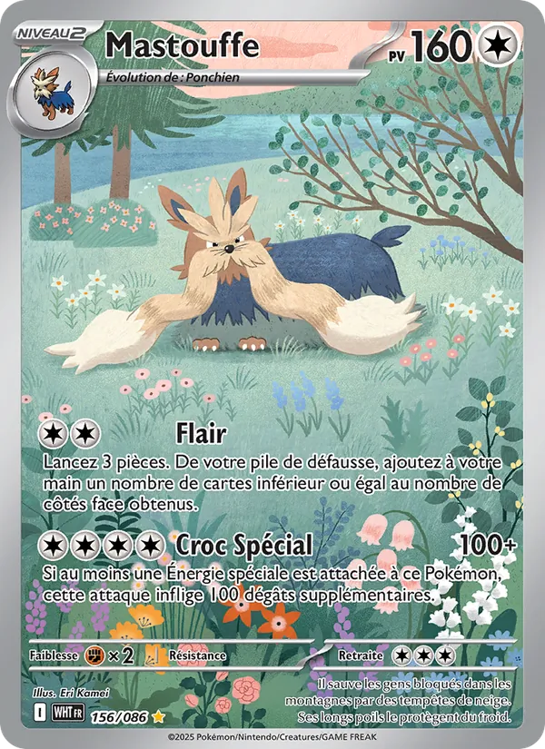 Carte Pokémon Mastouffe 156/86 de l'extension Flamme Blanche