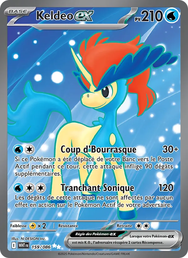 Carte Pokémon Keldeo-ex 159/86 de l'extension Flamme Blanche