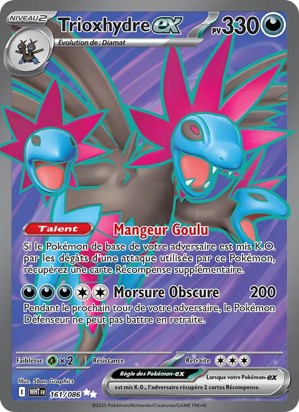 Carte Pokémon Trioxhydre-ex 161/86 de l'extension Flamme Blanche
