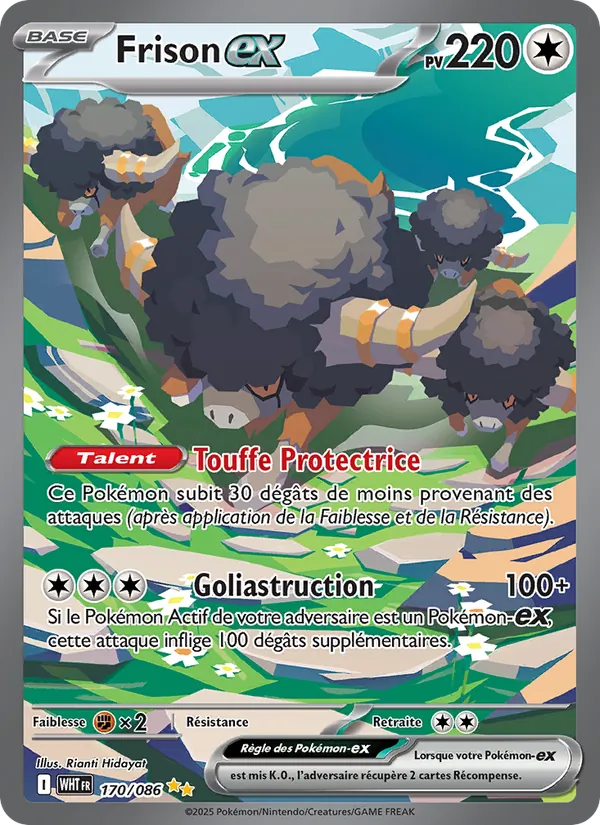 Carte Pokémon Frison-ex 170/86 de l'extension Flamme Blanche