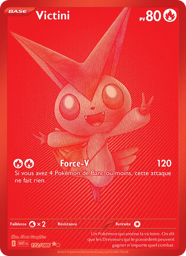 Carte Pokémon Victini 172/86 de l'extension Flamme Blanche