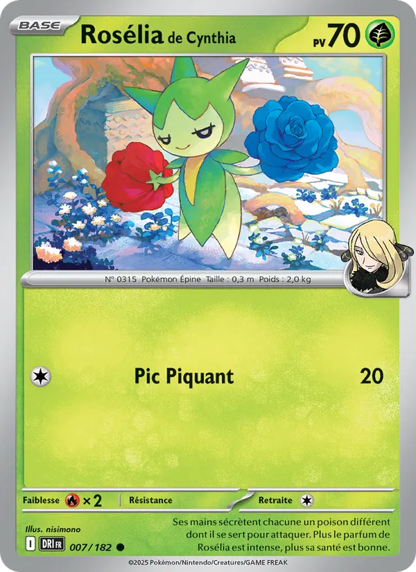 Carte Pokémon Rosélia de Cynthia 007/182 de l'extension Rivalités Destinées