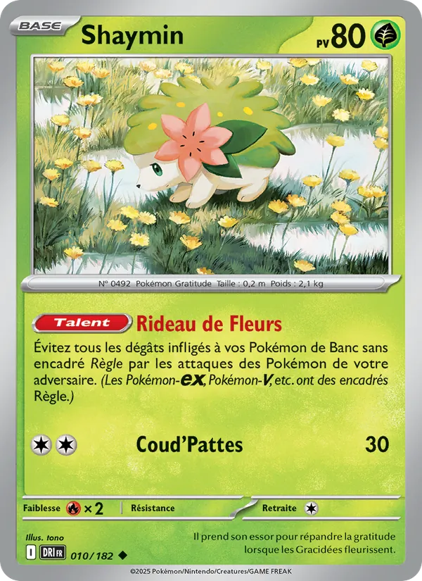 Carte Pokémon Shaymin 010/182 de l'extension Rivalités Destinées
