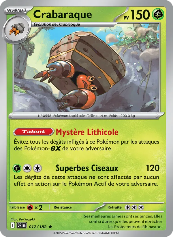 Carte Pokémon Crabaraque 012/182 de l'extension Rivalités Destinées