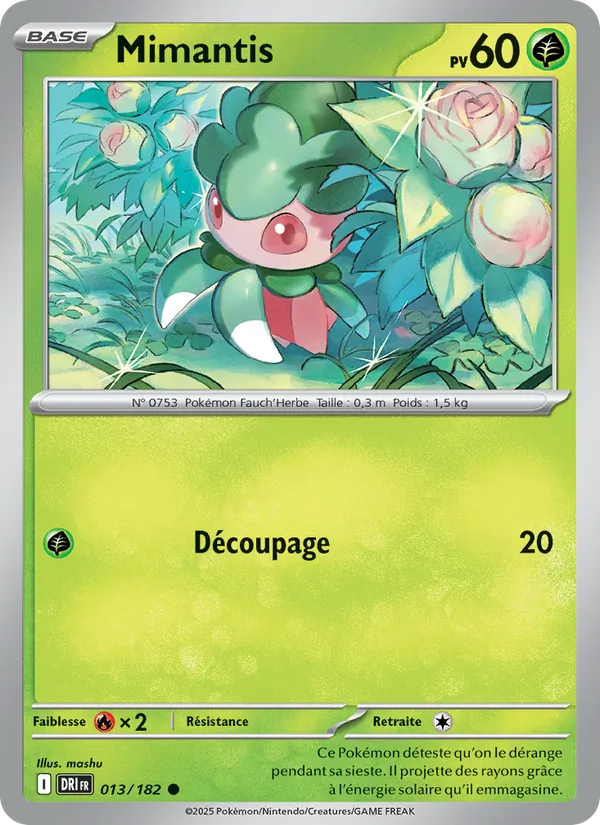 Carte Pokémon Mimantis 013/182 de l'extension Rivalités Destinées