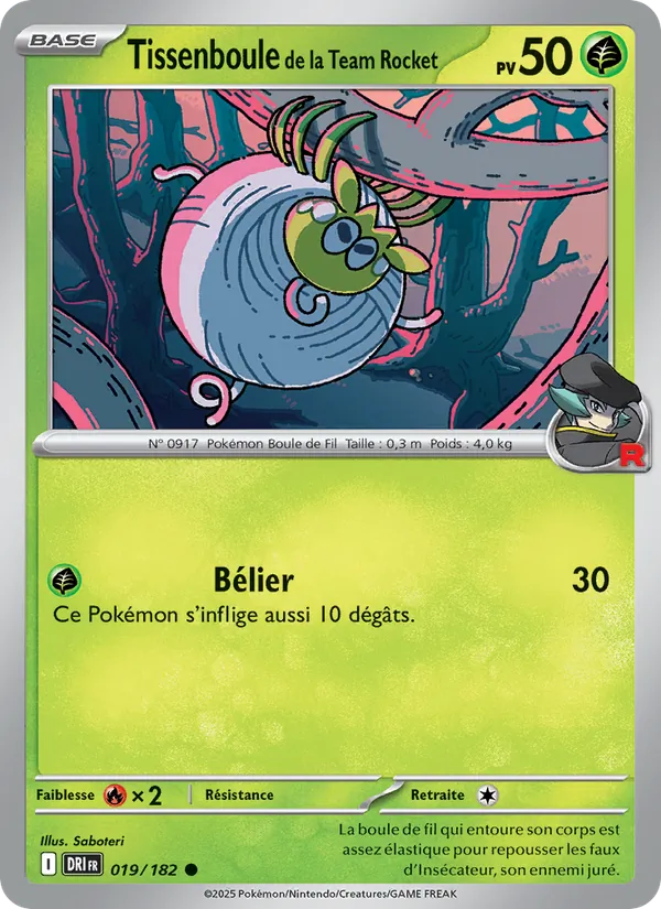 Carte Pokémon Tissenboule de la Team Rocket 019/182 de l'extension Rivalités Destinées