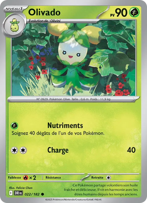 Carte Pokémon Olivado 022/182 de l'extension Rivalités Destinées