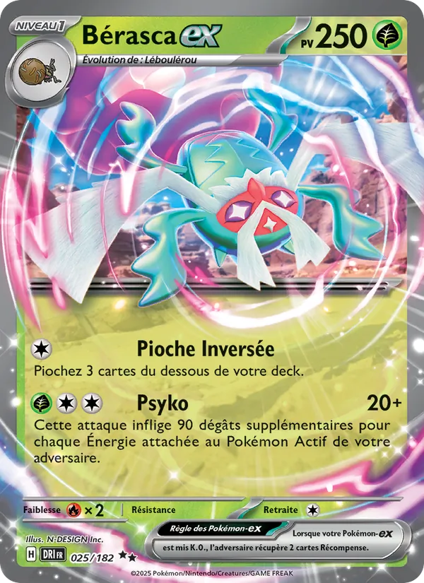 Carte Pokémon Bérasca-ex 025/182 de l'extension Rivalités Destinées