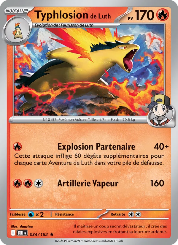 Carte Pokémon Typhlosion de Luth 034/182 de l'extension Rivalités Destinées