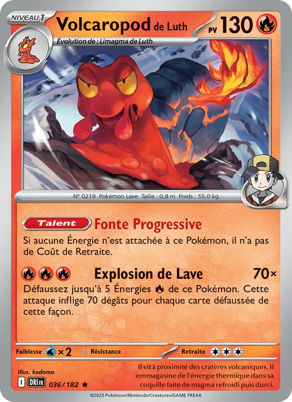 Carte Pokémon Volcaropod de Luth 036/182 de l'extension Rivalités Destinées