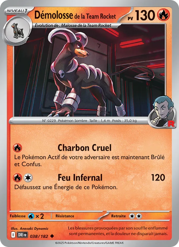 Carte Pokémon Démolosse de la Team Rocket 038/182 de l'extension Rivalités Destinées