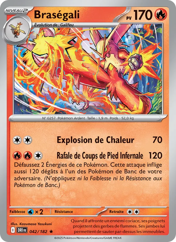 Carte Pokémon Braségali 042/182 de l'extension Rivalités Destinées