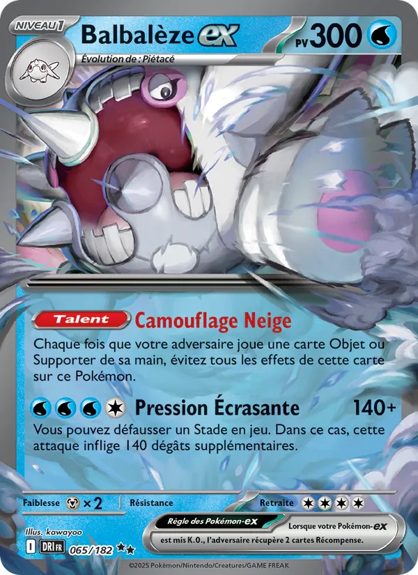 Carte Pokémon Balbalèze-ex 065/182 de l'extension Rivalités Destinées