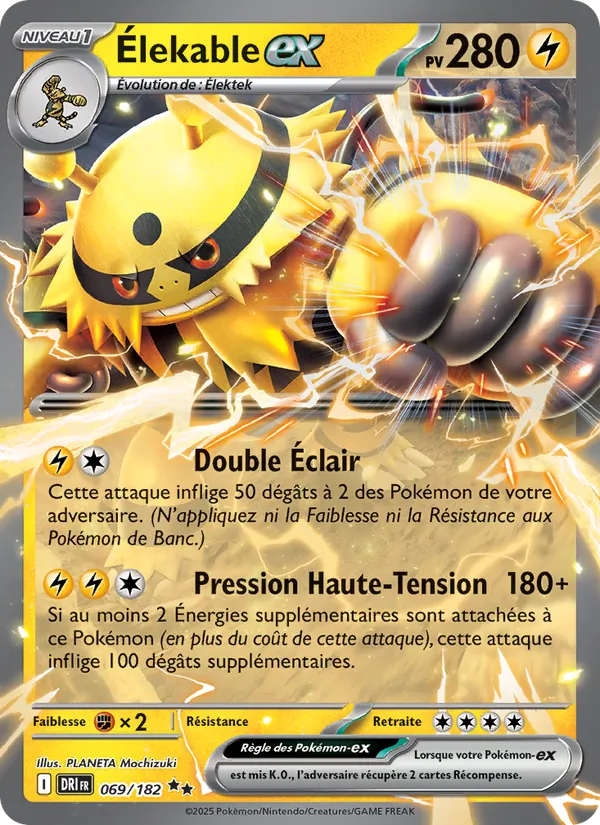 Carte Pokémon Élekable-ex 069/182 de l'extension Rivalités Destinées
