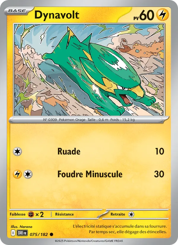 Carte Pokémon Dynavolt 075/182 de l'extension Rivalités Destinées