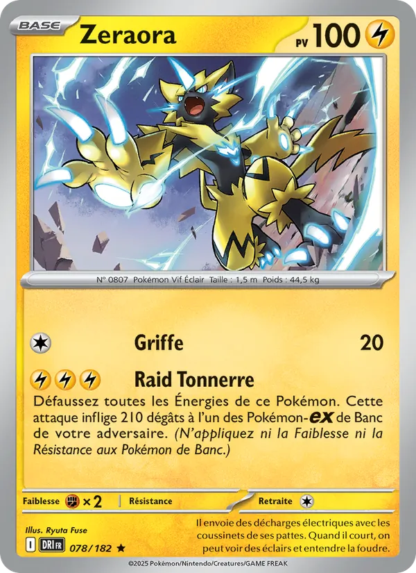 Carte Pokémon Zeraora 078/182 de l'extension Rivalités Destinées