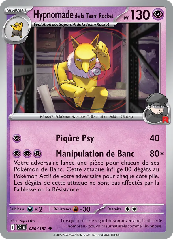 Carte Pokémon Hypnomade de la Team Rocket 080/182 de l'extension Rivalités Destinées
