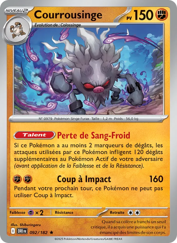 Carte Pokémon Courrousinge 092/182 de l'extension Rivalités Destinées